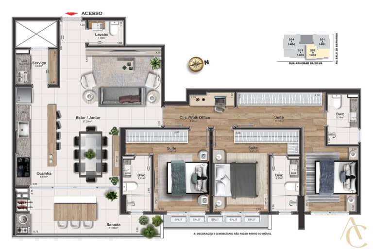 Apartamento à venda – 03 suítes / Espaço Gourmet – Kobrasol – São José/SC.