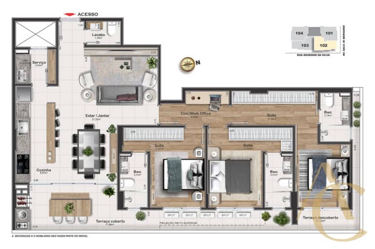 Apartamento à venda – 03 suítes / Salão de Festas – Kobrasol – São José/SC.