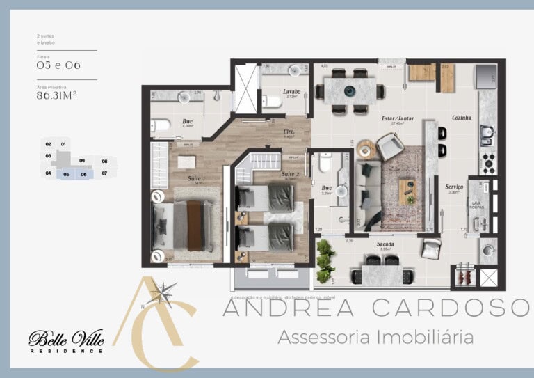 Apartamento à venda – 2 suítes/Playground – Campinas – São José/SC.