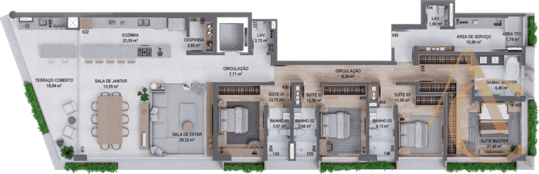 Apartamento à venda – 4 suítes c/ 219,80 m² – Centro – Florianópolis/SC.