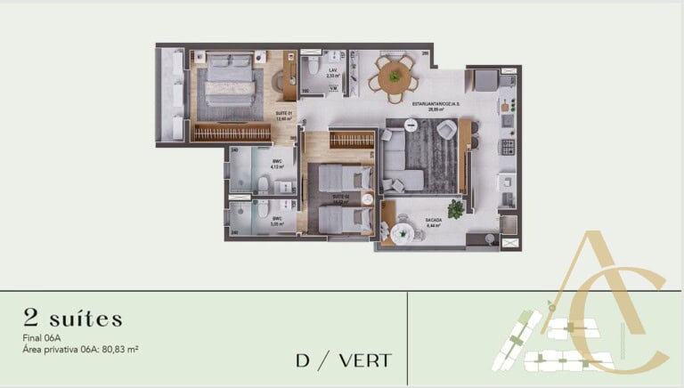 Apartamento à venda – 2 suítes – Praia Comprida, São José/SC.