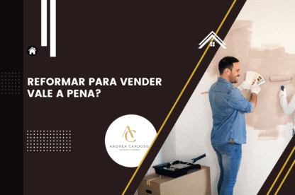 Arte sobre reformar para vender, com casal pintando uma parede e realizando melhorias na aparência de um imóvel residencial.